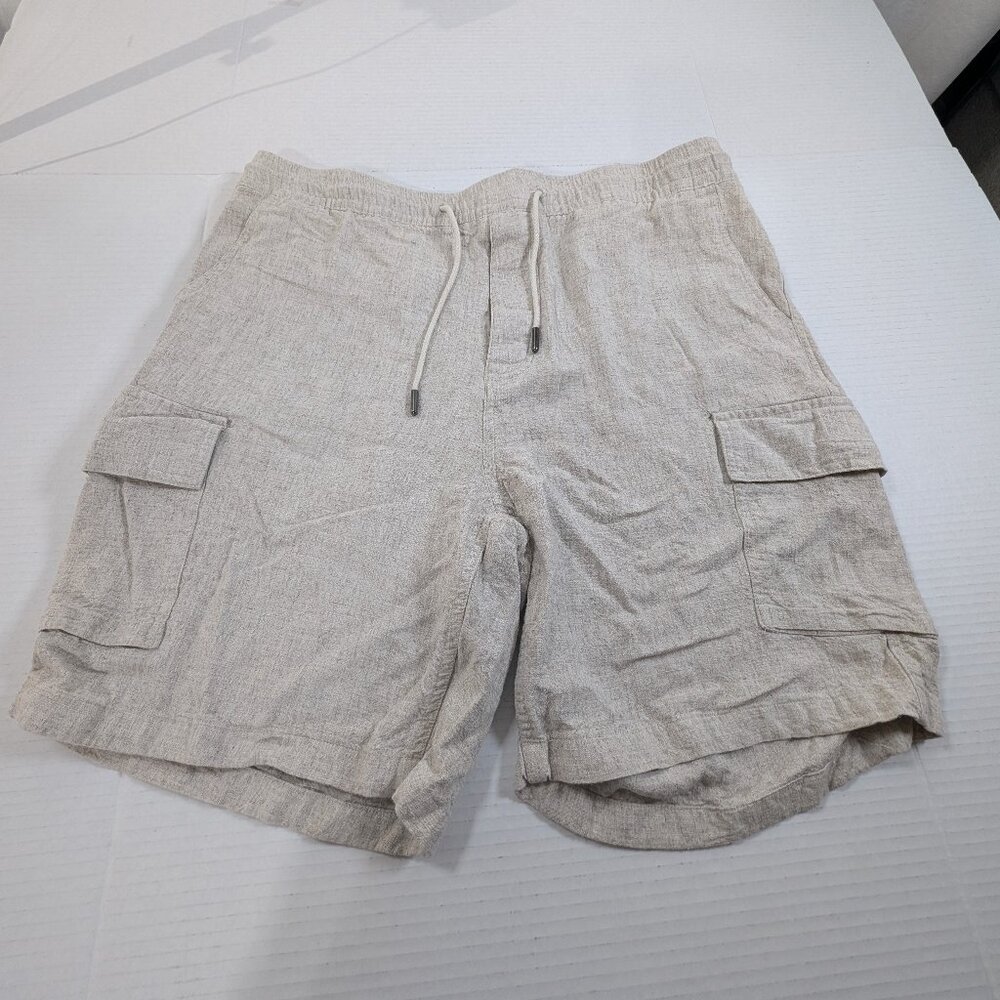 Kenneth Cole Women's XL Linen Shorts Tan Drawstring Pullon Pockets Beachy